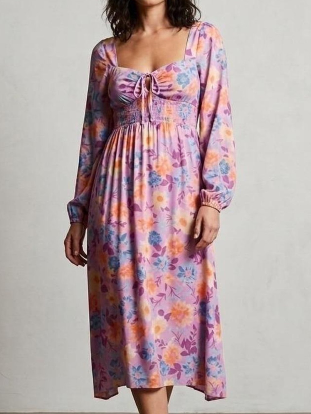 Billabong x Salty Blonde Purple Floral Print Peasant Midi Dress Sz S NWT!
